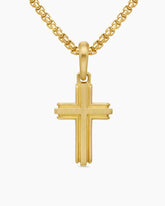 Deco Cross Pendant in 18K Yellow Gold, 27mm